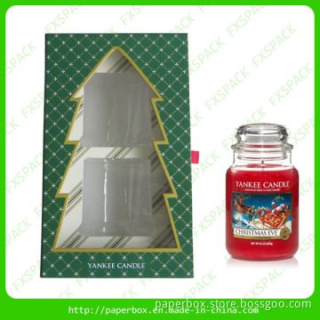 Candle Box/America Christmas Candle Packaging Box with Christmas Tree Window/Christmas Paper Box